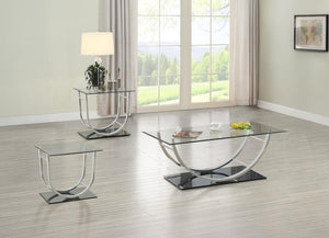 Danville - 3 Piece Glass Top Coffee And End Table Set - Chrome