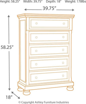  ball bearing side glides and round metal knobs in an aged brass color finish. Dresser features a hidd
