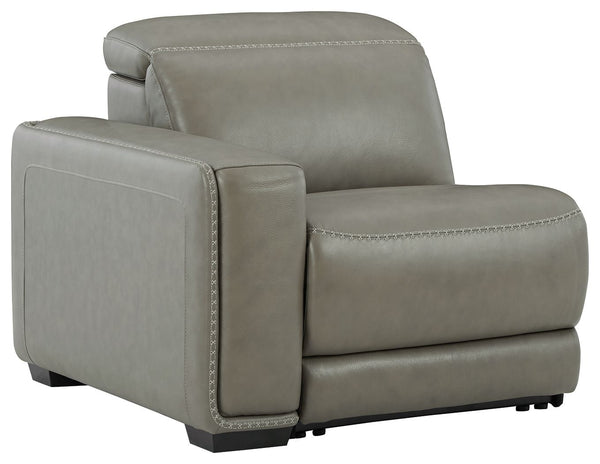 This left-arm facing power recliner is made with a combination of 100% top grain leather and faux leather upholstery. Pairs with other items in the series to make a sectional.<br><br><b>Additional Dimensions</b><br><ul><li>Seat width: 27-"</li><li>Seat de