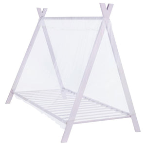 This twin-size tent bed brings a playful touch to any bedroom while offering practical comfort. Crafted from heavy-gauge metal with a powder-coated pink finish, the frame features a charming tent-style design. The included sheer fabric canopy drapes over 