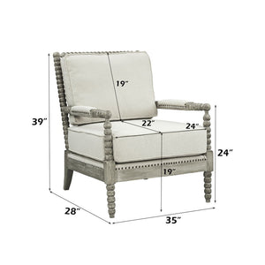 Saraid - Accent Chair - Beige Linen & Gray Oak Finish