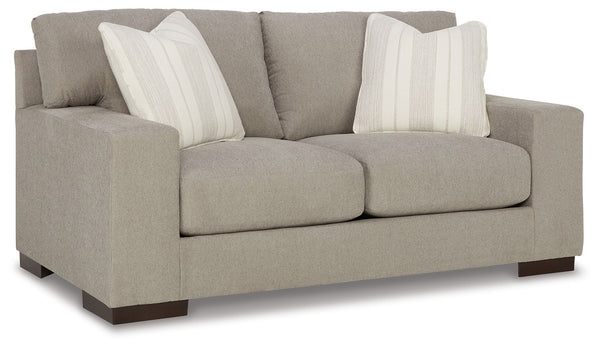 Classic comfort gets a mod twist with this loveseat. Its minimalistic approach and structured silhouette bring a clean-lined design element to your living room. Sink into the positively plush cushions while relaxing solo, or curl up with a glass of wine w