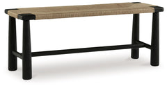 Understated style done beautifully well. The black wood frame and tapered post legs of this accent bench are a striking contrast with its handwoven natural jute upholstery. Combining a contemporary aesthetic with a mid-century vibe, it-'s ideal for a livi