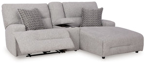Acklen Place - Pewter - 4 Pc. - 3-Piece Power Reclining Sectional Sofa With Raf Chaise