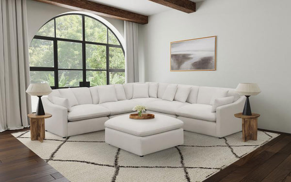 Hobson - Square Upholstered Ottoman - Ivory