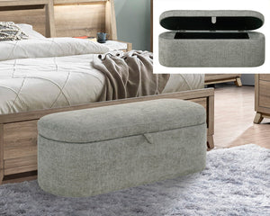 Philipa - Storage Bench - Light Gray Tweed
