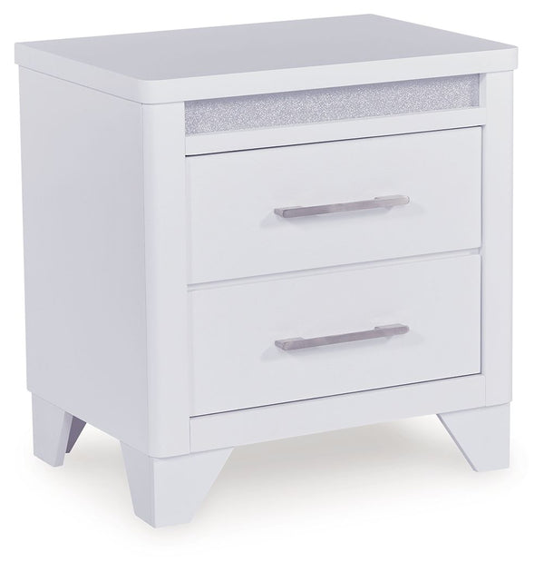 This nightstand is a showstopper, bringing a touch of modern glamour to your sanctuary. A sleek white finish and inset glitter accents create a sophisticated feel, while spacious drawers provide practical storage. Itâ€™s a simply stunning way to achieve t