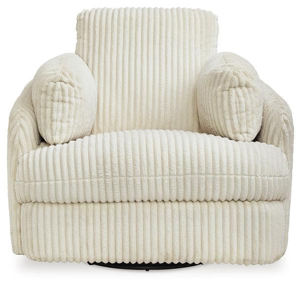  and swivels to cater to your every need. This chair also features posh bolster pillows and cleverly designed storage. Unwind and cu