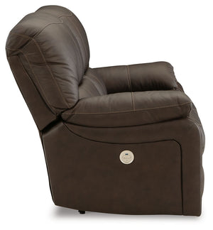 Leesworth - Dark Brown - Reclining Power Loveseat
