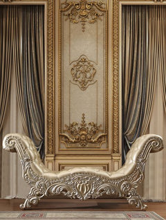 Vatican - Bench - Beige - 75-"<br/><br/><b>Product Features</b><ul><li>Button Tufted</li><li>Scrolled Floral & Upholstery Headboard & Footboard</li><li>Feltlined Drawer</li><li>Metal Side Drawer Glide</li><li>2/3 Drawer Extension</li><li>Safety Stop Inclu