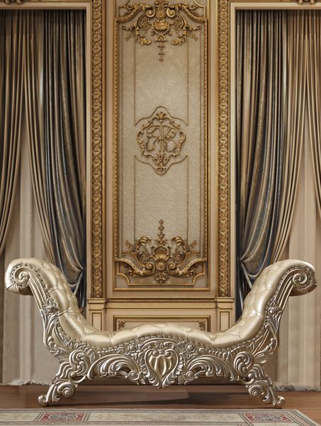 Vatican - Bench - Beige - 75-"<br/><br/><b>Product Features</b><ul><li>Button Tufted</li><li>Scrolled Floral & Upholstery Headboard & Footboard</li><li>Feltlined Drawer</li><li>Metal Side Drawer Glide</li><li>2/3 Drawer Extension</li><li>Safety Stop Inclu