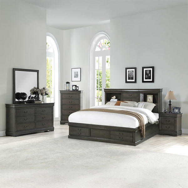  this gorgeous bed features a stunning rectangular bookcase headboard and low profile footboard a