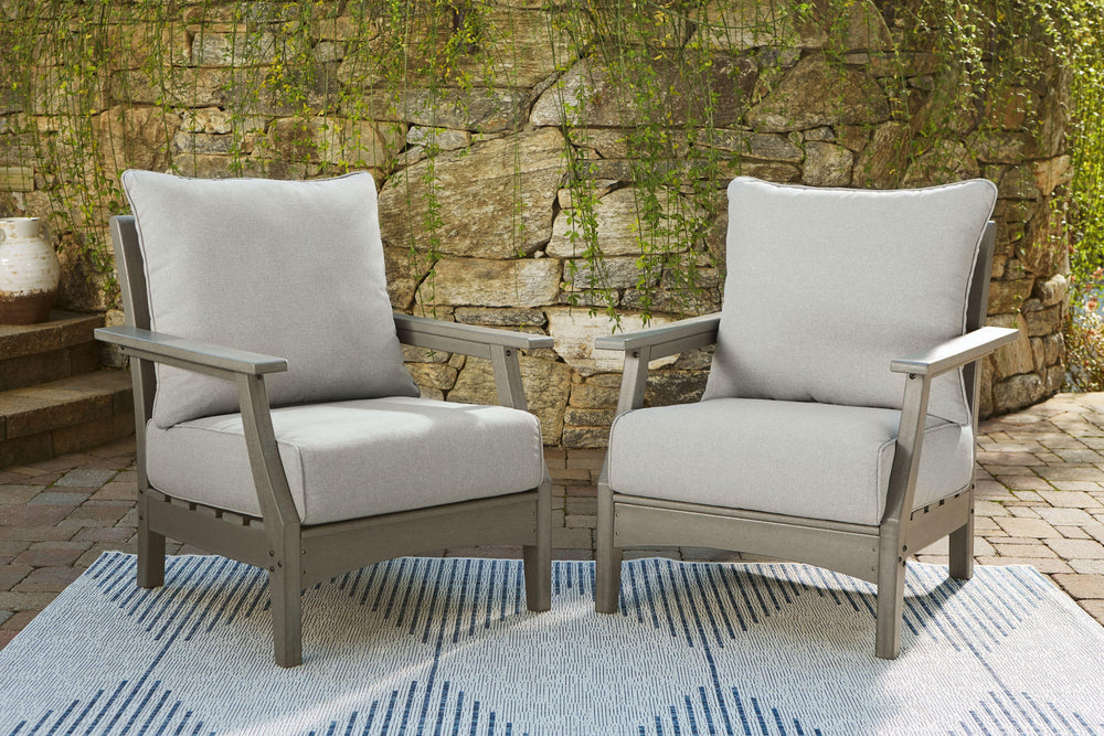 Itâ€™s the dawn of a new day for gray. Embrace the style trend with this outdoor lounge chair. Crafted of HDPE material that combines the exceptional durability and weather resistance you need with the â€œwood lookâ€ you love, this comfortably cushioned 
