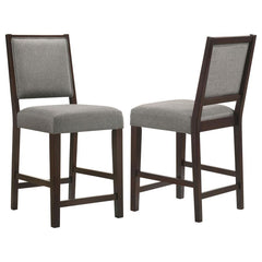 Clean lines and modern materials collide in this transitional stool. Designed with a sophisticated, understated silhouette, this stool offers a comfortable seat with bold, contrasting hues as an elevated dining area. A padded backrest and seat, wrapped in