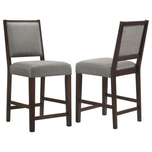 Clean lines and modern materials collide in this transitional stool. Designed with a sophisticated, understated silhouette, this stool offers a comfortable seat with bold, contrasting hues as an elevated dining area. A padded backrest and seat, wrapped in