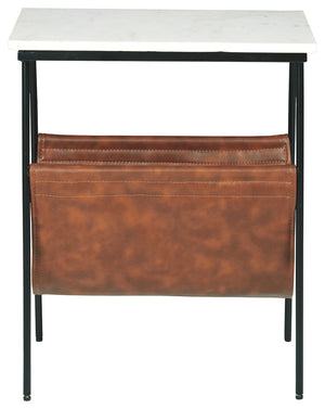  white marble and brown faux leather creates a contemporary aesthetic thatâ€™s the genuine article.<br><br><b>Additional Dimens
