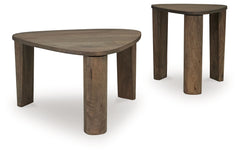 This accent table set has an elevated air, defining your living room with simply elegant style thatâ€™s equally as functional. Each table is made with naturally beautiful mango wood and further refined with a grayish brown finish. The coffee table is a pe