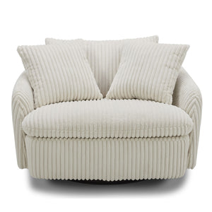 Boomer - Large Swivel Chair With 2 Toss Pillows (Set of 2) - Mega Ivory