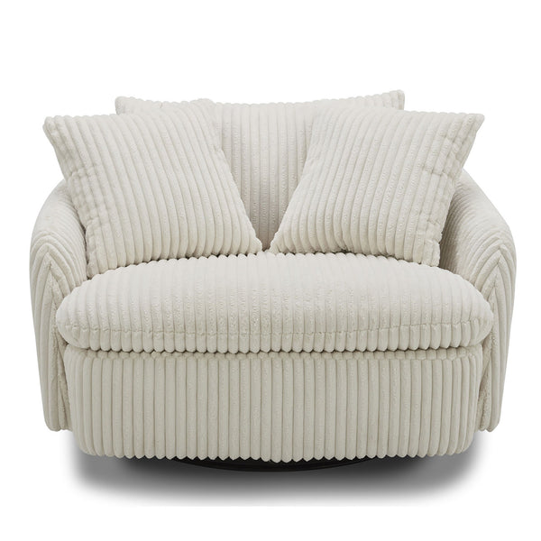 Boomer - Large Swivel Chair With 2 Toss Pillows (Set of 2) - Mega Ivory