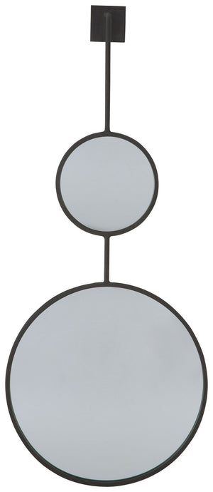 Contemporary style is stacking up beautifully in this metal framed accent mirror with stacked circle design. Whether gracing an entryway or brightening up a hallway or vanity area, what a simply striking way to round out a room.<br><br><b>Additional Dimen