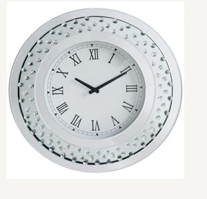  Clear Glass & Faux Crystal Inlay Clock Mechanism: Quartz
