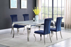 Carone - Rectangular Glass Top Dining Table - White And Chrome - Metal And Glass
