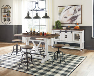Rustic cottage styling. D546-01 white. D546-124/130 black metal, rustic brown finish, beige fabric cushioned seat. D546-224/230 black metal, rustic brown swivel seat. D546-324/330 black metal and distressed vintage white finish, beige swivel seat. D546-42