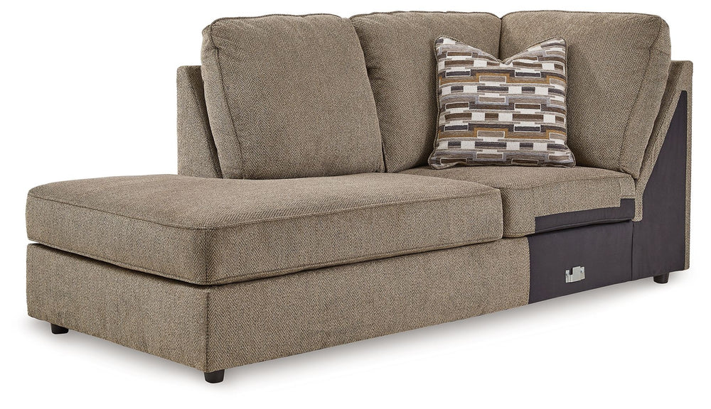 This left-arm facing corner chaise is made with polyester upholstery. Pairs with other items in the series to make a sectional.<br><br><b>Additional Dimensions</b><br><ul><li>Arm height: 24-"</li><li>Seat depth: 45-"</li><li>Seat height: 20-"</li><li>Top 