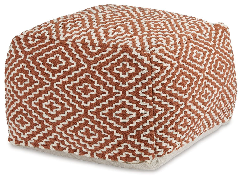 This handwoven pouf is like eye candy for your decor. The perfect perch for kicking up your feet at the end of a long day, it can also be topped with a tray for an instant end table. Youâ€™ll love how beautifully the pouf-'s on-trend geometric design blen
