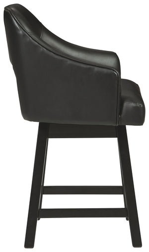 Tallenger - Black / Dark Brown - UPH Swivel Barstool (Set of 2)