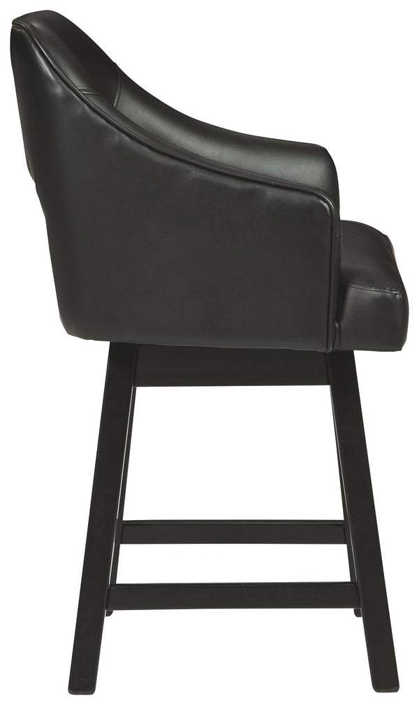 Tallenger - Black / Dark Brown - UPH Swivel Barstool (Set of 2)
