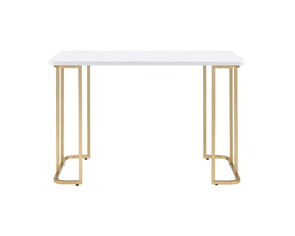  with gold finish enhancing its modern silhouette. White rectangle table top offers a spacious and clean workplace. Simple a