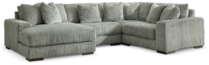 Plush and posh. Showcase your eye for on-trend texture with the statement-making cord upholstery of this sectional with chaise. Its stunningly soft fabric entices in a warm neutral hue, complementing contemporary color palettes. Sink into the cushions and