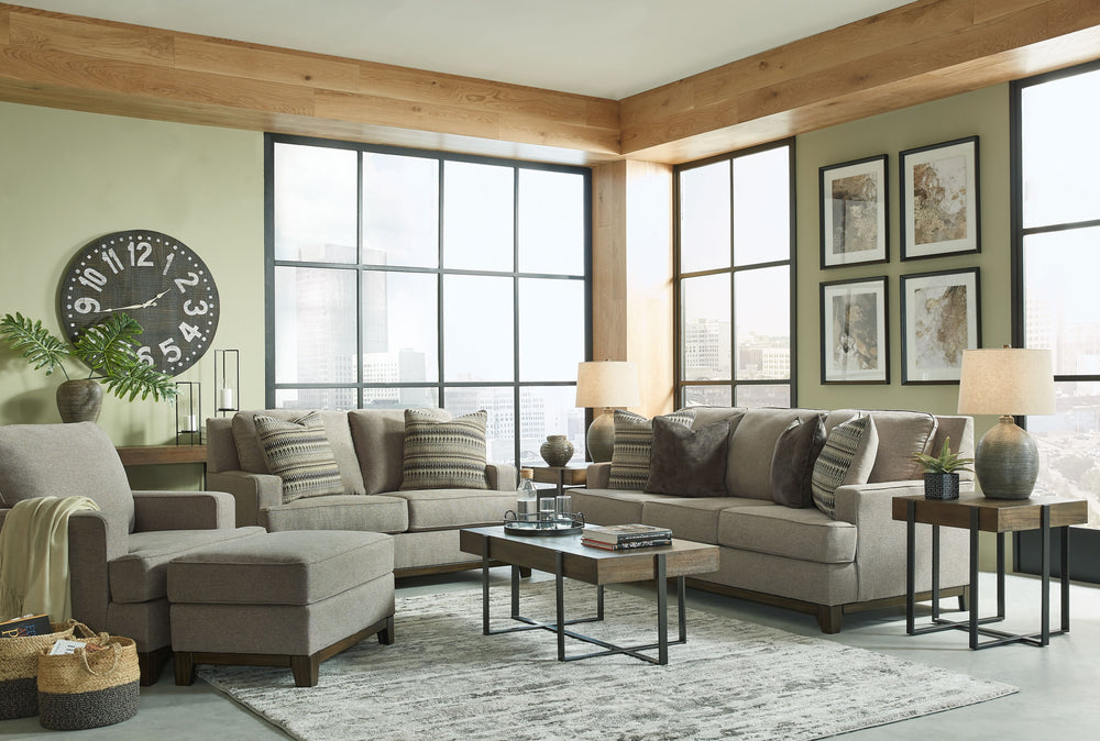 Whether your style is American classic, contemporary or an eclectic mix, this beautifully versatile living room set is sure to look right at home. <h4><b>Kaywood - Granite - Sofa</b></h4> <table width=-"100%-"><colgroup><col style=-"width: 30%