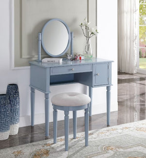  table and stool are all included to create a dedicated space you deserve. The oval mirror sitting atop the table provides multiple angle reflection
