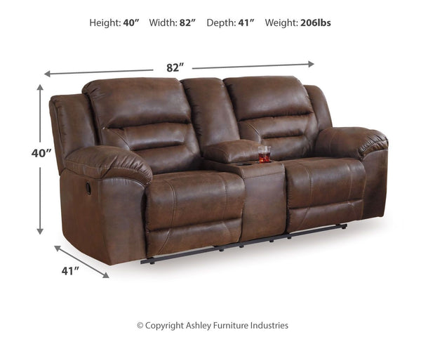 Stoneland - Chocolate - DBL Rec Loveseat w/Console
