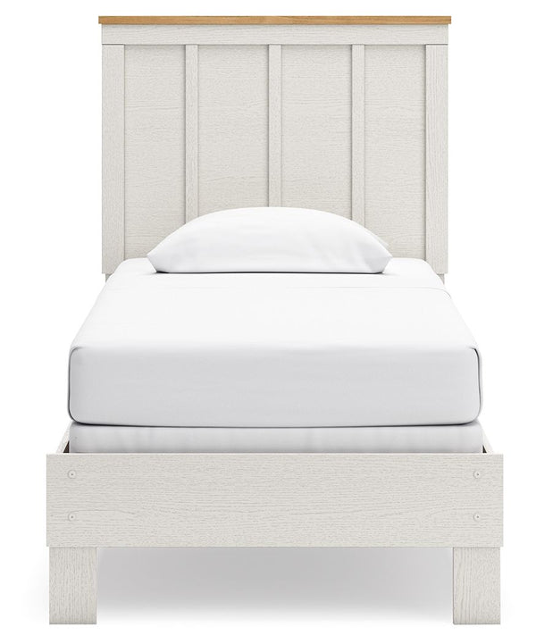 Linnocreek - White / Warm Brown - Twin Panel Bed
