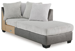 This right-arm facing corner chaise is made with polyester and faux leather upholstery. Pairs with other items in the series to make a sectional.<br><br><b>Additional Dimensions</b><br><ul><li>Seat depth: 74-"</li><li>Seat height: 20-"</li><li>Top of cush