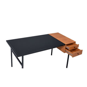  Paper Veneer+18mm MDF Metal Straight Leg: Shiny Black Finish