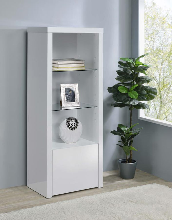  the tower adds a lower cabinet with shelving inside