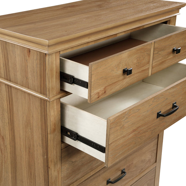  creating a strong and stable five-drawer chest. This collection features a classic