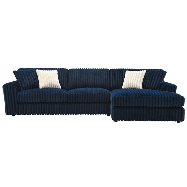  upholstered in rich blue velvet. With its full foam construction