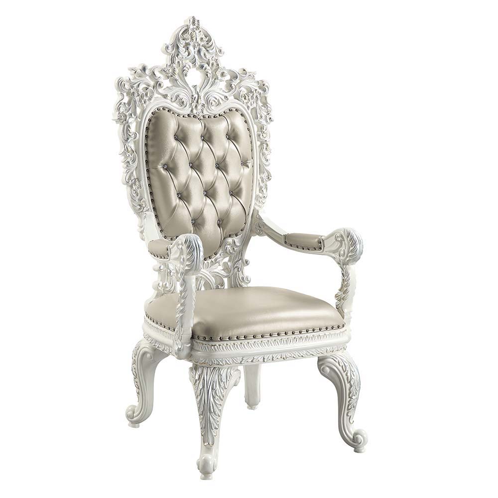 Sophisticated luxury radiates beautifully in the Vanaheim Dining Room Collection. Fabulous floral design with gorgeous details in each piece makes the collection classical and timeless. Antique white finish gives the surface an alluring feel and elegant t
