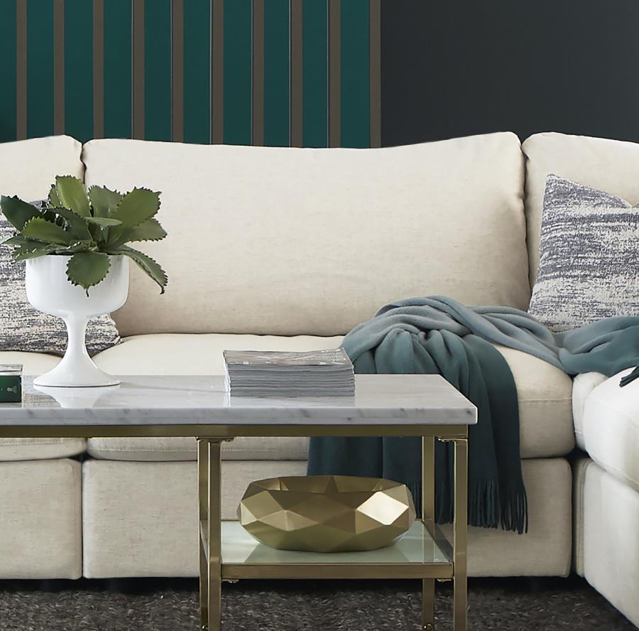 Create your own modular home setup with this plush, armless chair. It entices you to sink into its deep, comfortable cushions. The chair can function alone, as well as part of a larger sectional sofa. The simple lines of the piece add up to a comfy, easy-