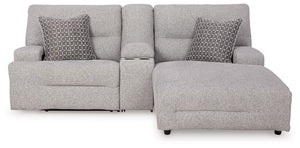 Acklen Place - Pewter - 3-Piece Power Reclining Sectional Sofa With Raf Chaise