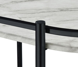 Desiree - 2-Tier Faux Marble Shelf Metal Bar Cart - Black
