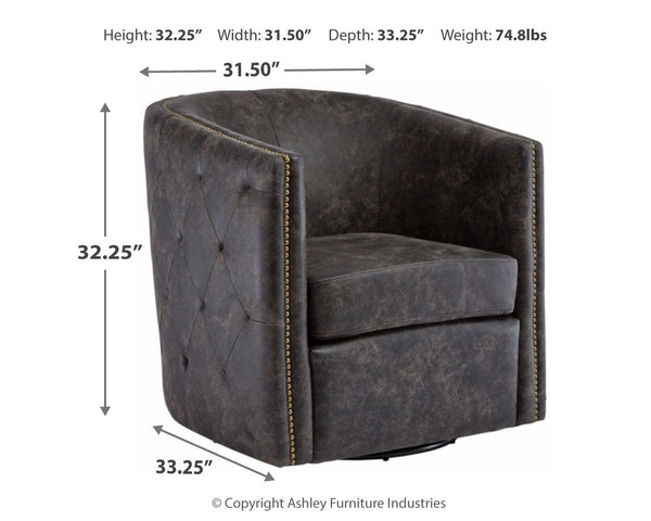 Brentlow - Distressed Black - Swivel Accent Chair
