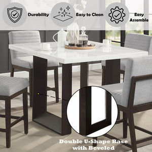 Edwyn - Counter Height Table - White Natural Marble Top & Espresso Finish