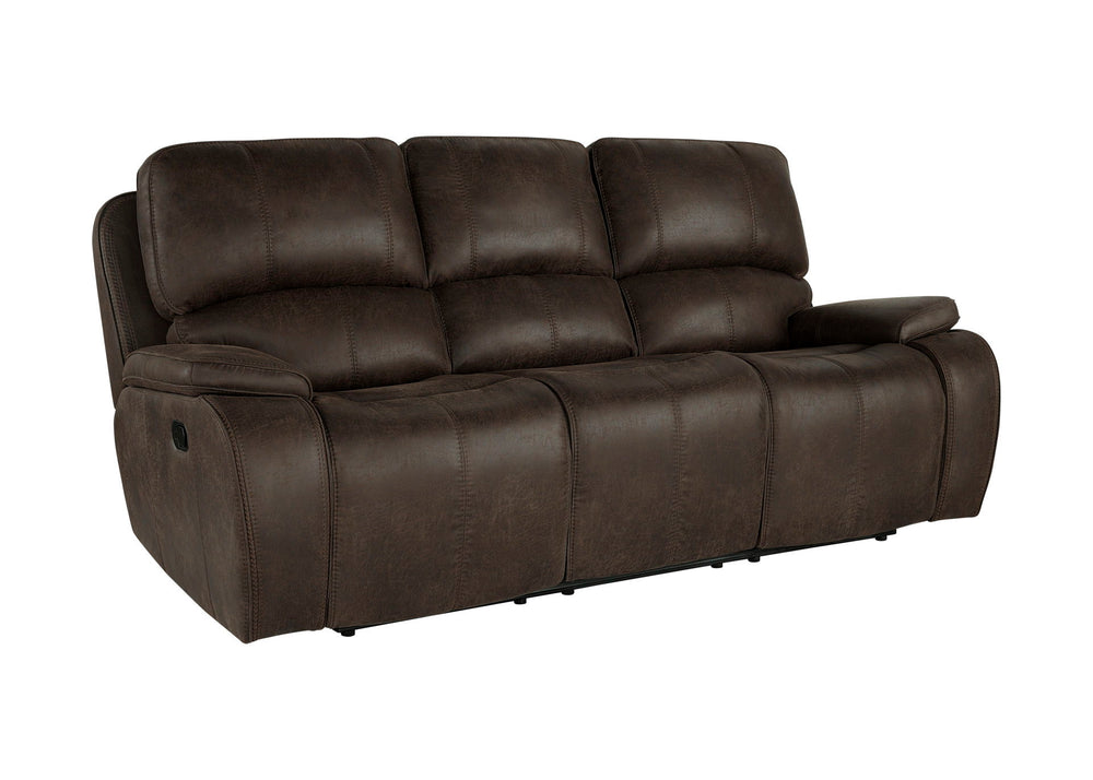 Immerse yourself in comfort and style with the Brookings Dual Recliner Sofa in rustic brown. Upholstered in a leather-look polyester/pu fabric, this sofa offers the luxurious appearance of real leather without the hefty price tag. Tailored to perfection w