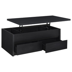This lift-top cocktail table combines functionality and style, offering hidden storage and versatile use. Constructed from durable engineered wood with an eco-friendly, scratch-resistant laminate veneer, its lift-top mechanism provides a flexible surface 